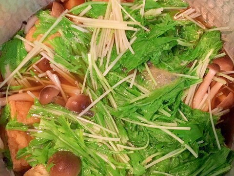 ささっと☆水菜と厚揚げとしめじ煮びだし